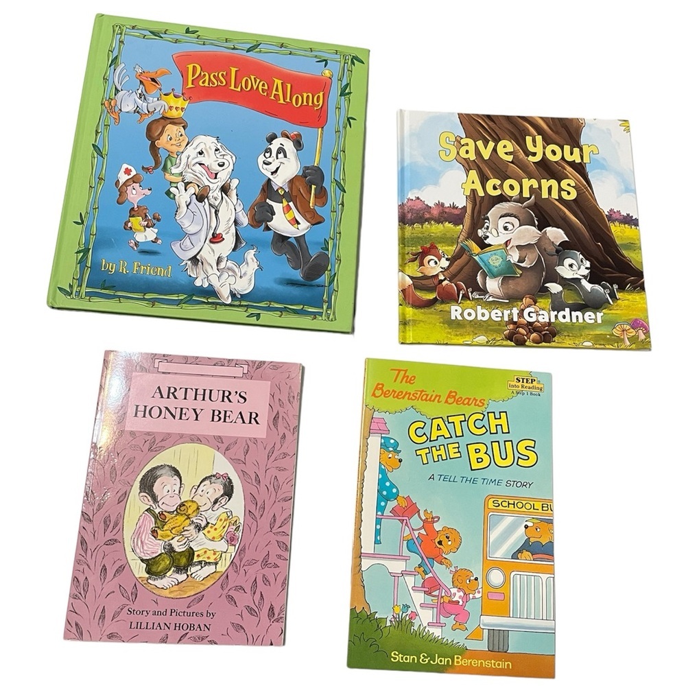 Lot of 4 Children Story Books,Pass love Along, Save Your Acrons, Arthur’s Honey